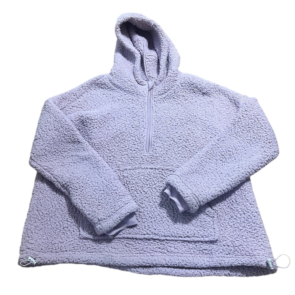 NWOT • Lavender Sherpa 3/4 Zip Hooded Jacket